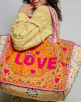 Orange Love Bandana Quilted Tote Bag