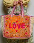 Orange Love Bandana Quilted Tote Bag