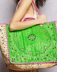 Green Love Bandana Quilted Tote Bag