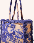 Fringed Box Tote - China Blue Blooms