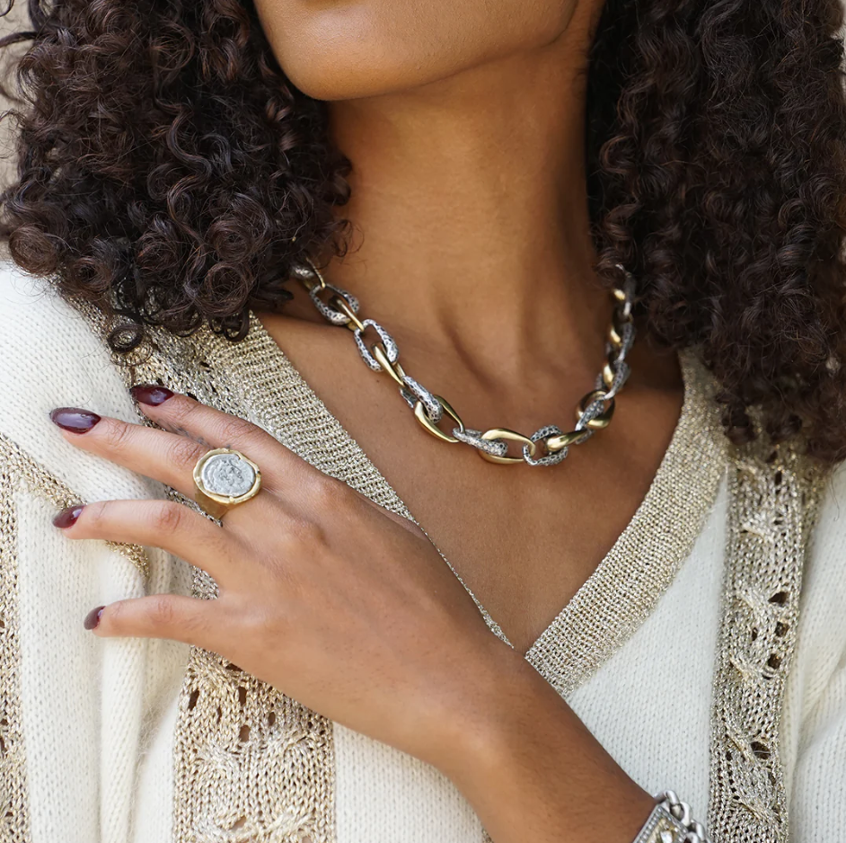 Gold Fira Framed Coin Ring