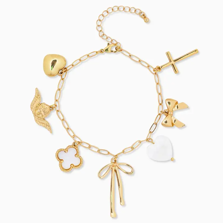 Chunky Bow Gold Charm Braclet