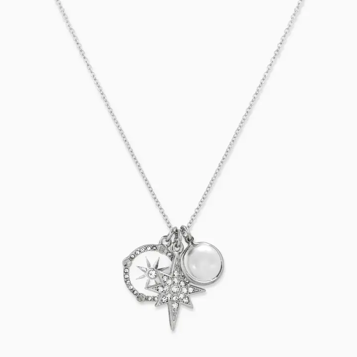 Triple Charm Necklace Silv