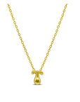 Bubble Letter Necklace - T Gold
