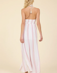 Pink Dust Stripe Halter Maxi Dress