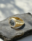 Gold Scallloped Poppy Coin Ring