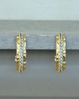 Gold Mini Crystal Thin Hoops