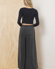 Charcoal Tencel Wide Leg Pant