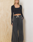 Charcoal Tencel Wide Leg Pant