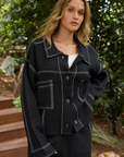 Sweater Jacket With Contrast Stitch