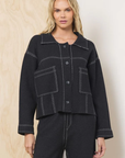 Sweater Jacket With Contrast Stitch
