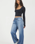 Denim Wide Leg Fleece
