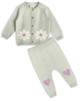 Flower & Heart Baby Cardigan & Pants Set