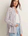 The Perfect Striped Linen Top - Blue