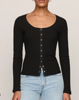 Albany Waffle Button Up Top