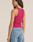 Avril Rib Whipstitch Top - Cactus Flower