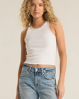 Avril Rib Whipstitch Top - White