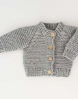 Ice Grey Garter Stitch Cardigan Sweater