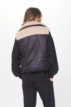 Load image into Gallery viewer, Black &amp; Cream Mixed Media Puffer Vest