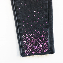 Load image into Gallery viewer, Black Elastic Jeans w/ Pink Rhinestons