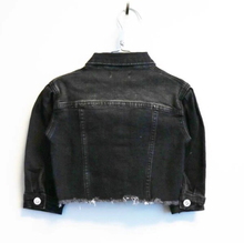 Load image into Gallery viewer, Black Denim Jacket w/ Pink Rhinestones