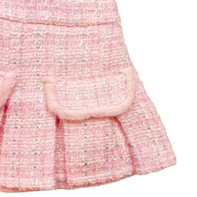 Load image into Gallery viewer, Fur Trim Pleated Tweed Skirt