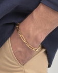 Mens Bike Chain Link Bracelet - Gold