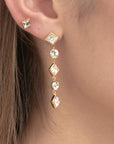 Emphasis Dangle Crystal Earrings - Gold