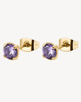 Desideri Amethyst CZ Studs - Gold