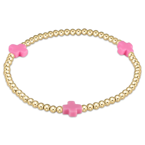 Signature Cross Gold 3MM Bead - Pink