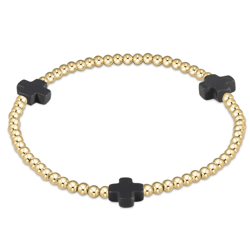 Signature Cross Gold 3MM Bead - Charcoal