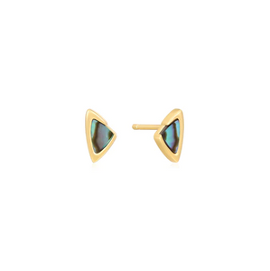 Gold Arrow Abalone Stud Earrings