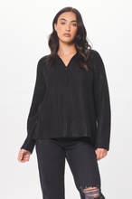 Load image into Gallery viewer, Black Coated Quarter Zip Sweater