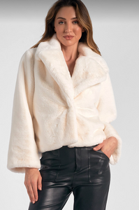 White Cropped Fur Coat