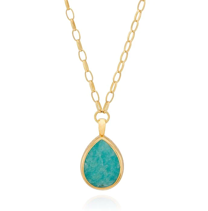Amazonite Drop Pendant Necklace, 16-18"