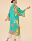 Hummingbird Kimono Gown - Aqua
