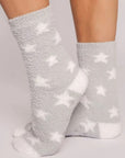 Light Grey Stars Plush Socks