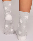 Light Grey Stars Plush Socks