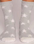 Light Grey Stars Plush Socks