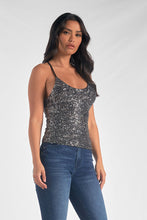 Load image into Gallery viewer, Silver Sequin Tank Top