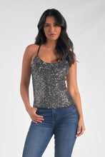 Load image into Gallery viewer, Silver Sequin Tank Top
