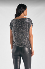 Load image into Gallery viewer, Silver Sequin Off the Shoulder Shirt