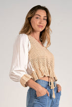 Load image into Gallery viewer, 3/4 Sleeve Crochet Yarn Top