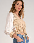 3/4 Sleeve Crochet Yarn Top