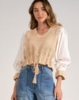 3/4 Sleeve Crochet Yarn Top