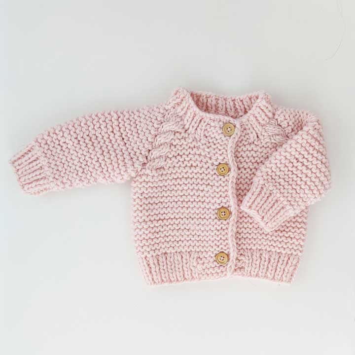 Garter Stitch Cardigan Sweater - Blush