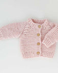 Garter Stitch Cardigan Sweater - Blush