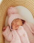 Garter Stitch Baby Bonnet - Blush