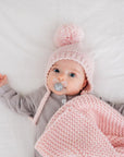 Garter Stitch Baby Bonnet - Blush