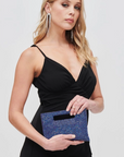 Yuki Rhinestone Evening Bag Blue